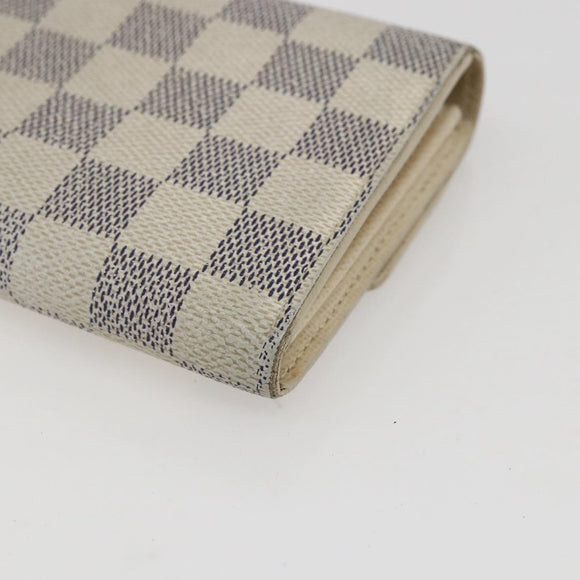 LOUIS VUITTON Damier Azur Portefeuille Sarah Long Wallet N61735 LV Auth 156111