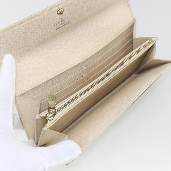 LOUIS VUITTON Damier Azur Portefeuille Sarah Long Wallet N61735 LV Auth 156111