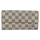 LOUIS VUITTON Damier Azur Portefeuille Sarah Long Wallet N61735 LV Auth 156111-13