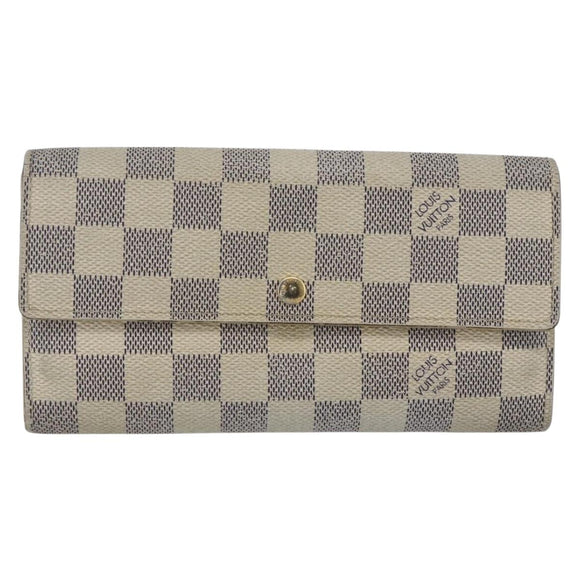 LOUIS VUITTON Damier Azur Portefeuille Sarah Long Wallet N61735 LV Auth 156111