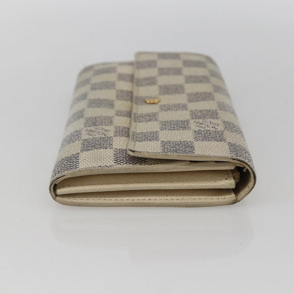 LOUIS VUITTON Damier Azur Portefeuille Sarah Long Wallet N61735 LV Auth 156111