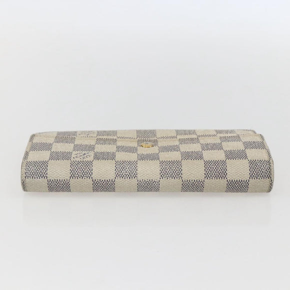 LOUIS VUITTON Damier Azur Portefeuille Sarah Long Wallet N61735 LV Auth 156111