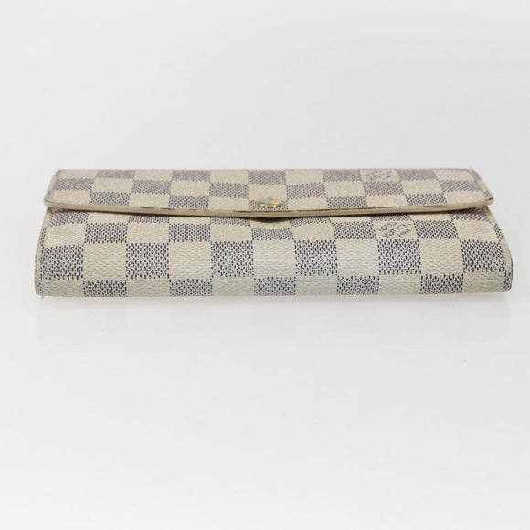 LOUIS VUITTON Damier Azur Portefeuille Sarah Long Wallet N61735 LV Auth 156111