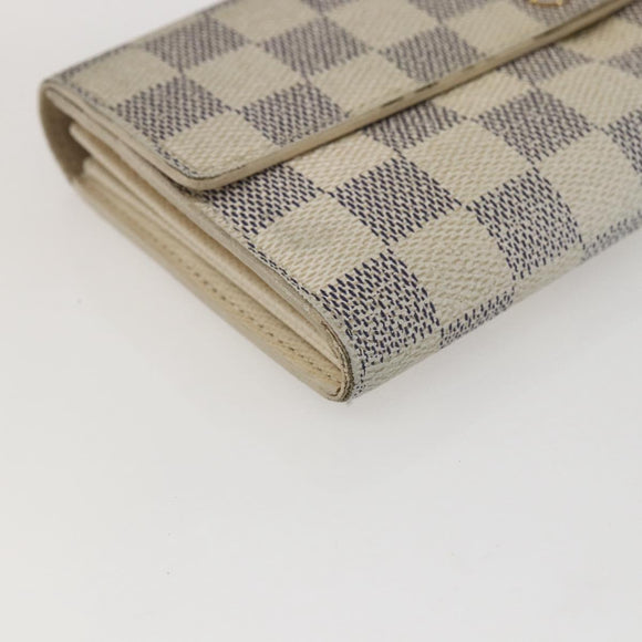 LOUIS VUITTON Damier Azur Portefeuille Sarah Long Wallet N61735 LV Auth 156111