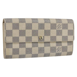 LOUIS VUITTON Damier Azur Portefeuille Sarah Long Wallet N61735 LV Auth 156112