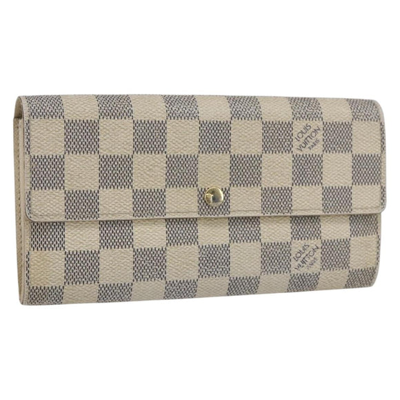 LOUIS VUITTON Damier Azur Portefeuille Sarah Long Wallet N61735 LV Auth 156112