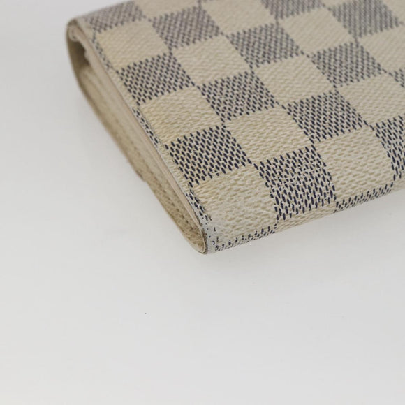 LOUIS VUITTON Damier Azur Portefeuille Sarah Long Wallet N61735 LV Auth 156112