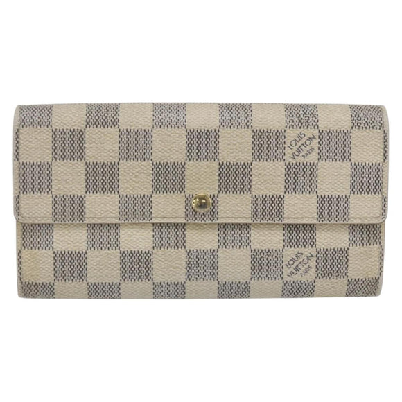 LOUIS VUITTON Damier Azur Portefeuille Sarah Long Wallet N61735 LV Auth 156112