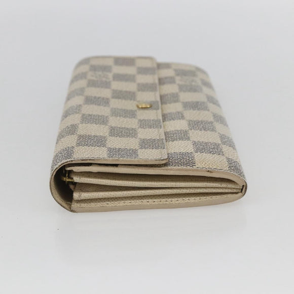LOUIS VUITTON Damier Azur Portefeuille Sarah Long Wallet N61735 LV Auth 156112