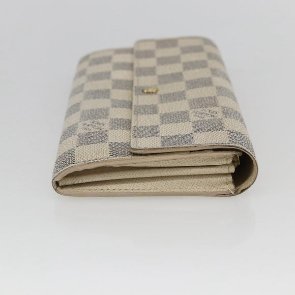 LOUIS VUITTON Damier Azur Portefeuille Sarah Long Wallet N61735 LV Auth 156112