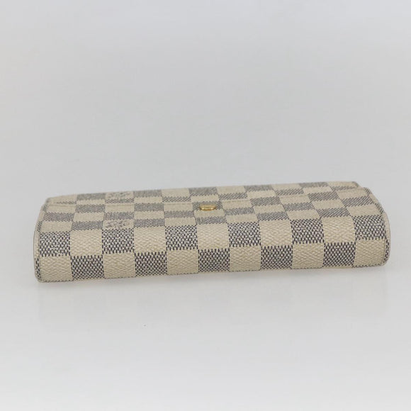 LOUIS VUITTON Damier Azur Portefeuille Sarah Long Wallet N61735 LV Auth 156112