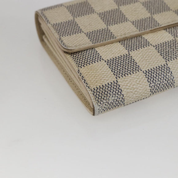 LOUIS VUITTON Damier Azur Portefeuille Sarah Long Wallet N61735 LV Auth 156112