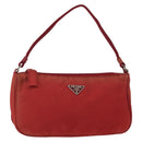 PRADA Accessory Pouch Nylon Red Silver Auth 156117-1