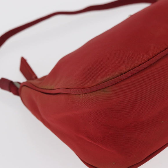 PRADA Accessory Pouch Nylon Red Silver Auth 156117