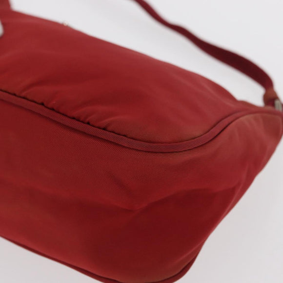 PRADA Accessory Pouch Nylon Red Silver Auth 156117