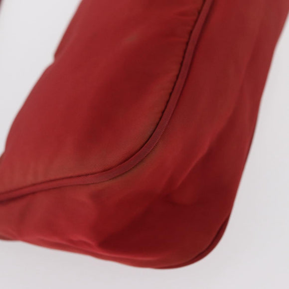 PRADA Accessory Pouch Nylon Red Silver Auth 156117