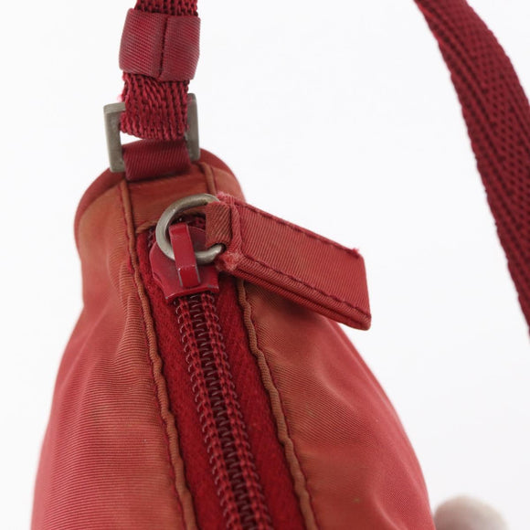 PRADA Accessory Pouch Nylon Red Silver Auth 156117