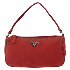 PRADA Accessory Pouch Nylon Red Silver Auth 156117 - 0