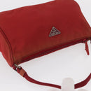 PRADA Accessory Pouch Nylon Red Silver Auth 156117-6