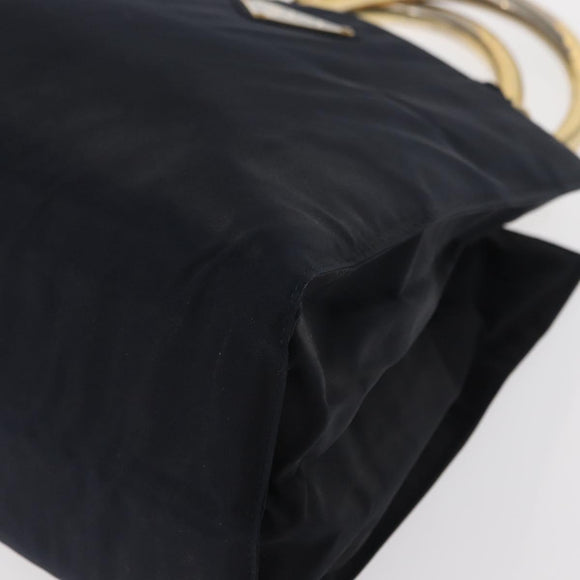 PRADA Hand Bag Nylon Navy Gold Auth 156119