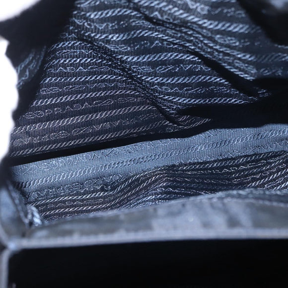 PRADA Hand Bag Nylon Navy Gold Auth 156119