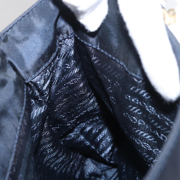 PRADA Hand Bag Nylon Navy Gold Auth 156119