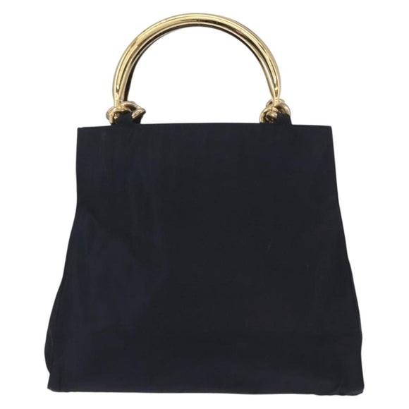 PRADA Hand Bag Nylon Navy Gold Auth 156119