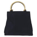 PRADA Hand Bag Nylon Navy Gold Auth 156119-2