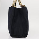 PRADA Hand Bag Nylon Navy Gold Auth 156119-5