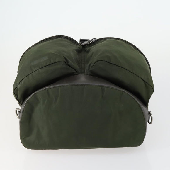 PRADA Backpack Nylon Khaki Silver Auth 156120