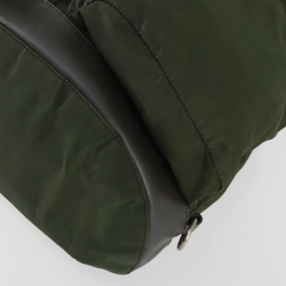 PRADA Backpack Nylon Khaki Silver Auth 156120