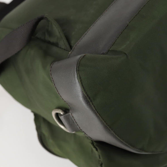 PRADA Backpack Nylon Khaki Silver Auth 156120