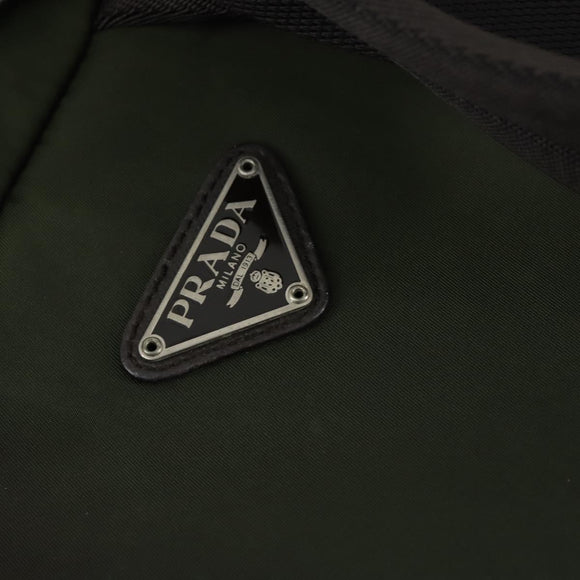 PRADA Backpack Nylon Khaki Silver Auth 156120