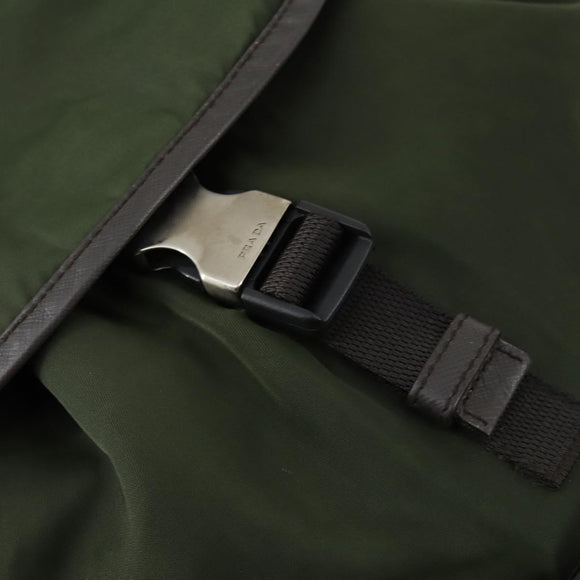 PRADA Backpack Nylon Khaki Silver Auth 156120