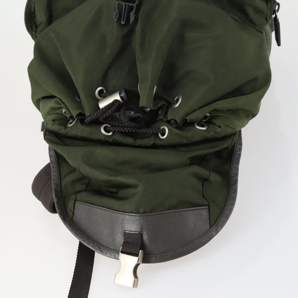 PRADA Backpack Nylon Khaki Silver Auth 156120