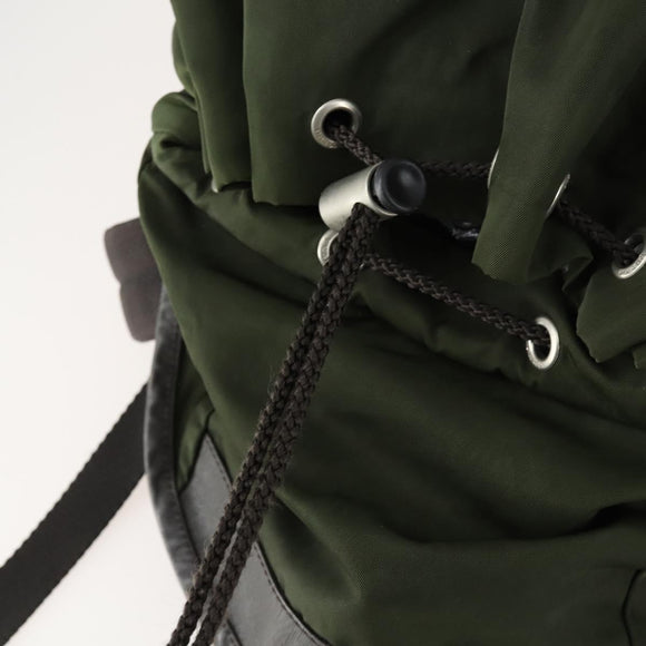 PRADA Backpack Nylon Khaki Silver Auth 156120