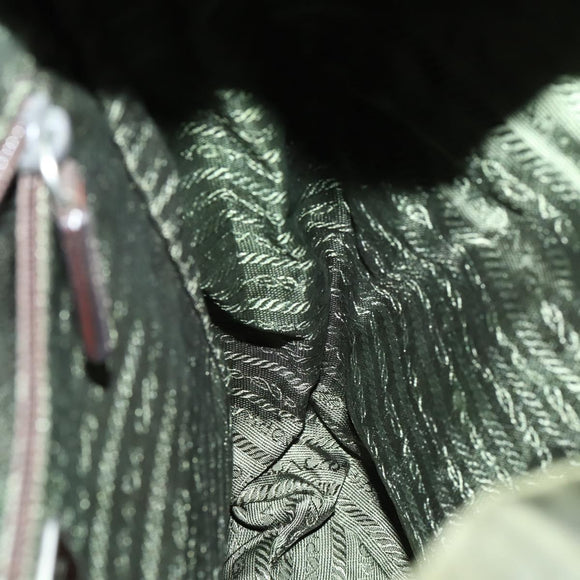 PRADA Backpack Nylon Khaki Silver Auth 156120