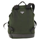 PRADA Backpack Nylon Khaki Silver Auth 156120-2
