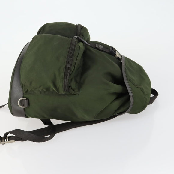 PRADA Backpack Nylon Khaki Silver Auth 156120