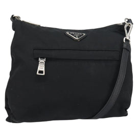 PRADA Shoulder Bag Nylon Black Silver Auth 156121