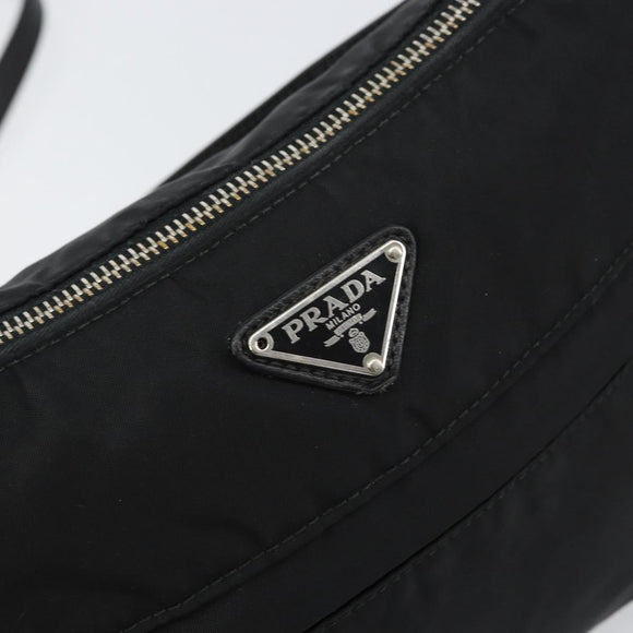 PRADA Shoulder Bag Nylon Black Silver Auth 156121