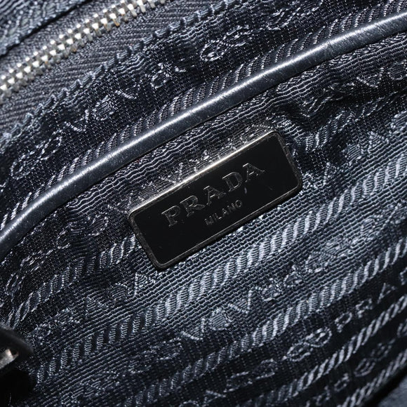 PRADA Shoulder Bag Nylon Black Silver Auth 156121