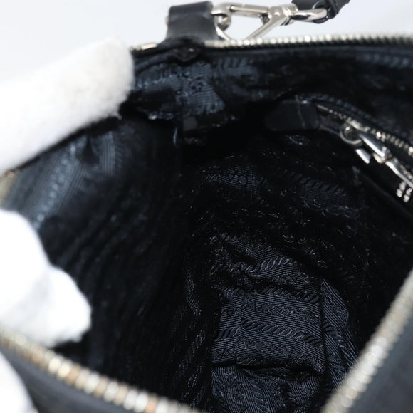 PRADA Shoulder Bag Nylon Black Silver Auth 156121