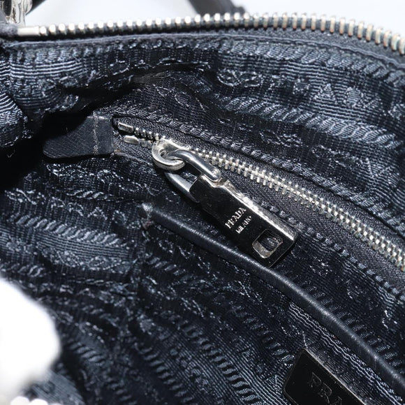 PRADA Shoulder Bag Nylon Black Silver Auth 156121
