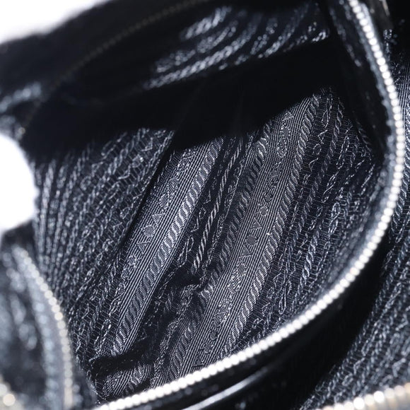 PRADA Shoulder Bag Nylon Black Silver Auth 156121