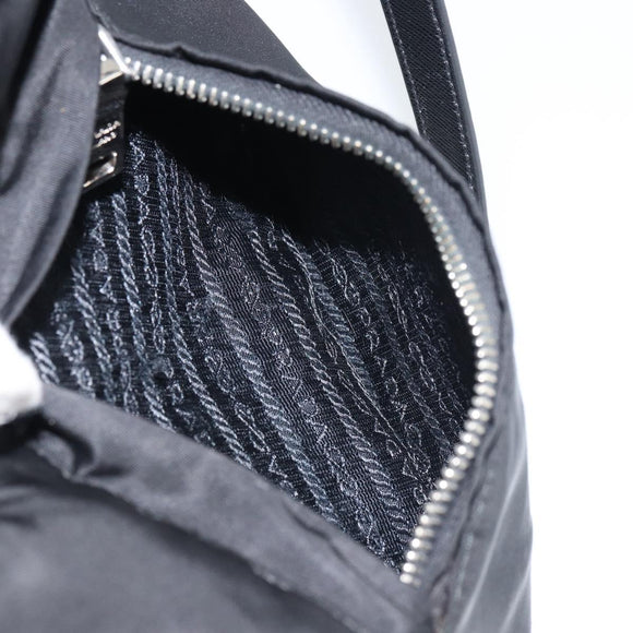 PRADA Shoulder Bag Nylon Black Silver Auth 156121