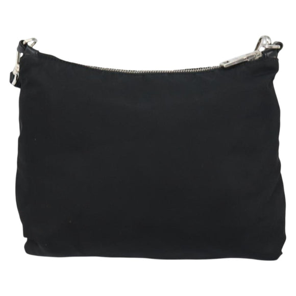 PRADA Shoulder Bag Nylon Black Silver Auth 156121