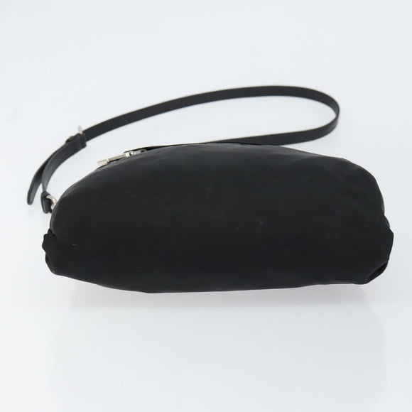 PRADA Shoulder Bag Nylon Black Silver Auth 156121
