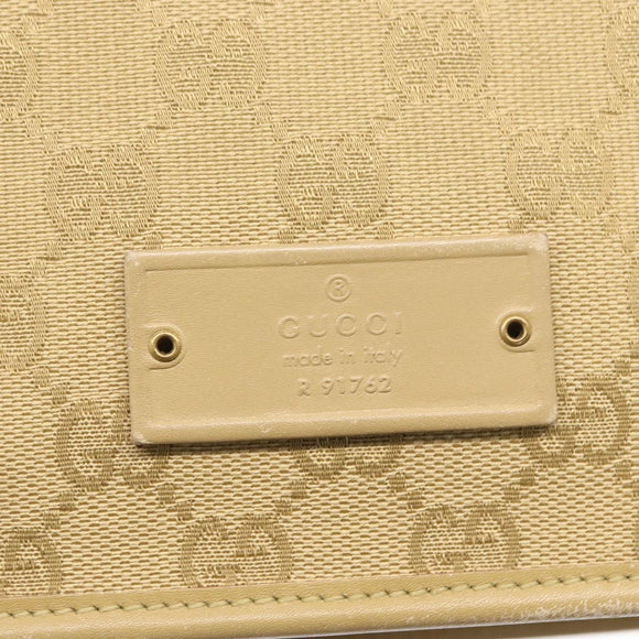 GUCCI GG Canvas Shoulder Bag Beige Gold 91762 Auth 156122