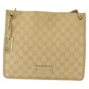 GUCCI GG Canvas Shoulder Bag Beige Gold 91762 Auth 156122-2